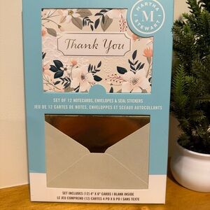 NEW Martha Stewart THANK YOU Notecards, Envelopes & Seal Stickers Set/12